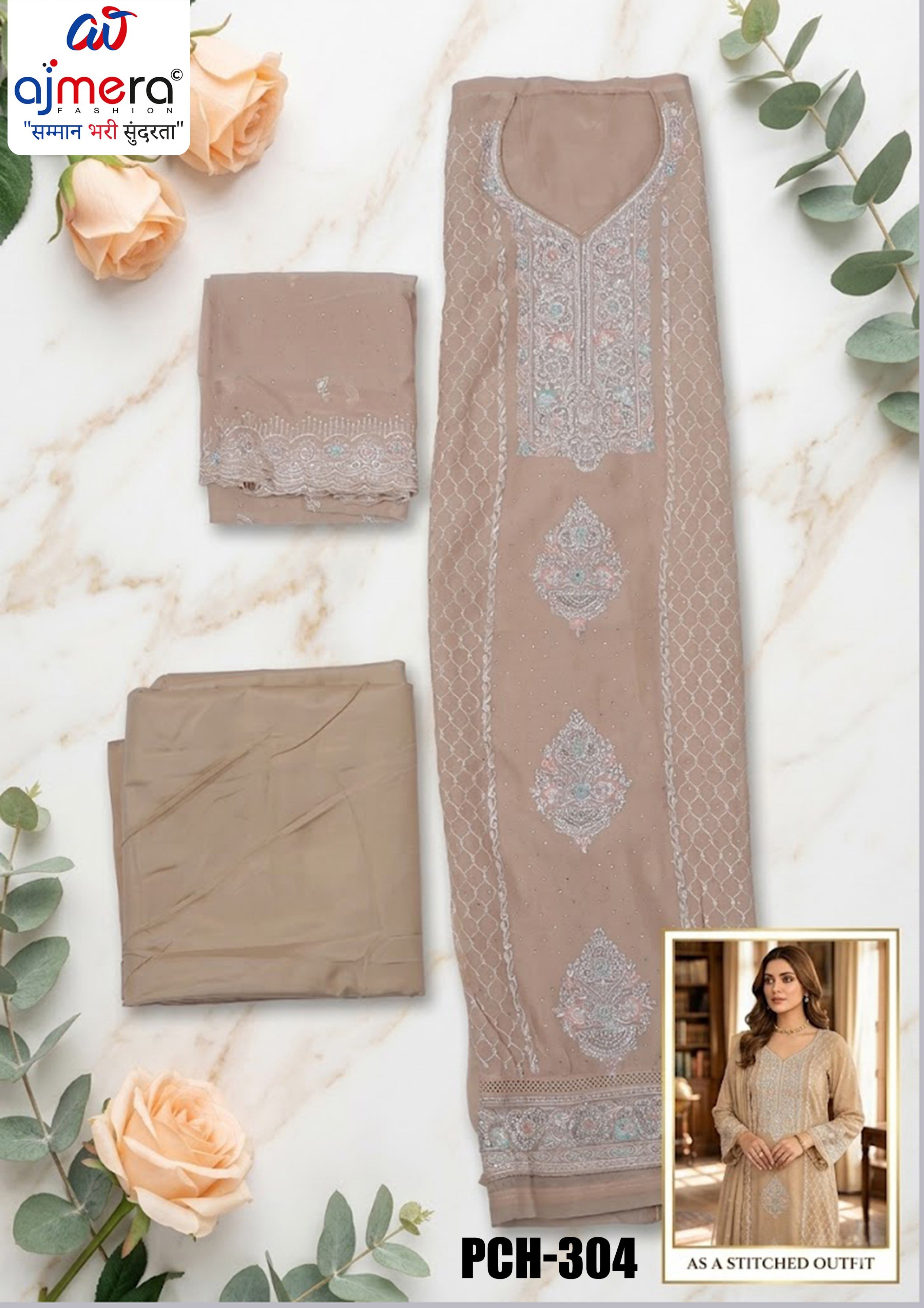 Premium Chiffon Unstitched Suit Set | PCH-304