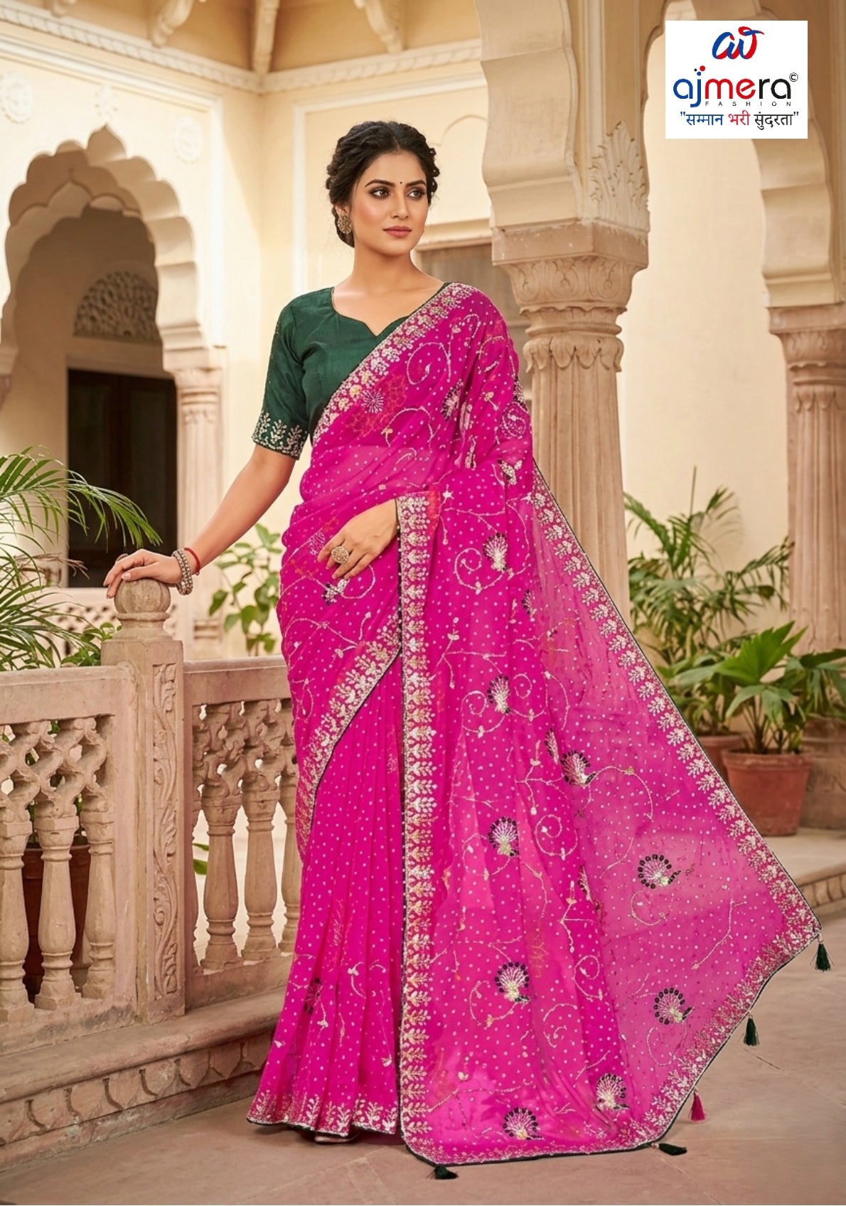 Chic Printed Saree with Blouse Piece for Sophisticated Ethnic Style | JS-FULPATTI