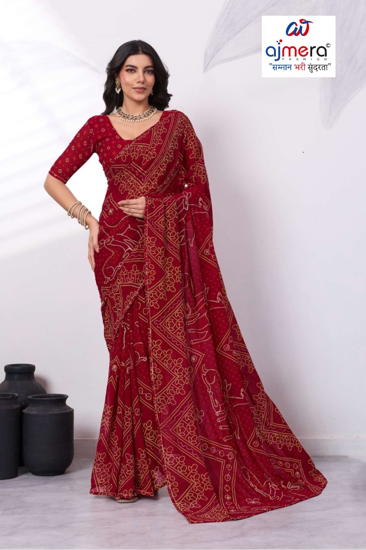 Beautiful Printed Saree with Blouse Piece for Cultural Celebrations | RMF-SUHAGAN VOL-4