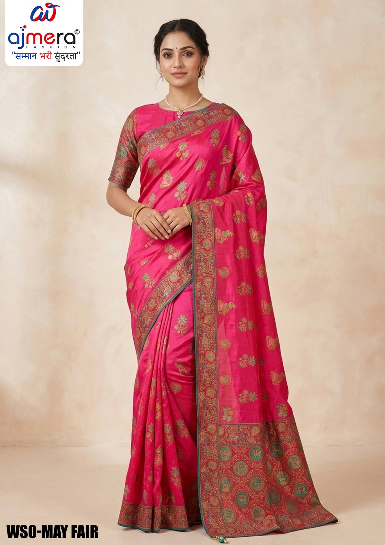 Silver Touch Jacquard Silk Saree With Blouse Piece | WSO-MAY FAIR