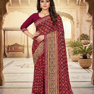 Sharmili Print Loose Saree with Blouse for Premium Ethnic and Traditional Wear | TTS-SAHELI