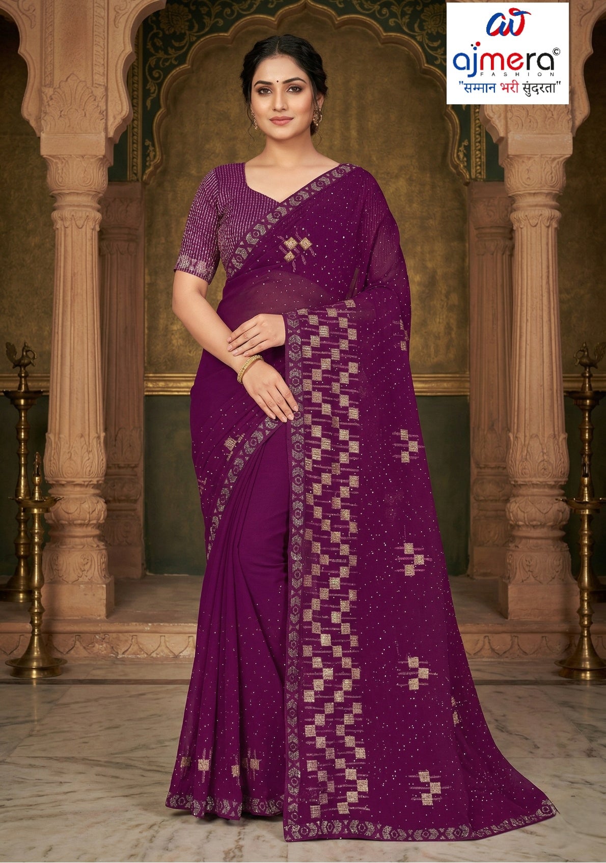 Dyed Matching Saree Supplier with Blouse Piece for Premium Ethnic and Traditional Wear | VKM-COMPANY