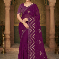 Dyed Matching Saree Supplier with Blouse Piece for Premium Ethnic and Traditional Wear | VKM-COMPANY