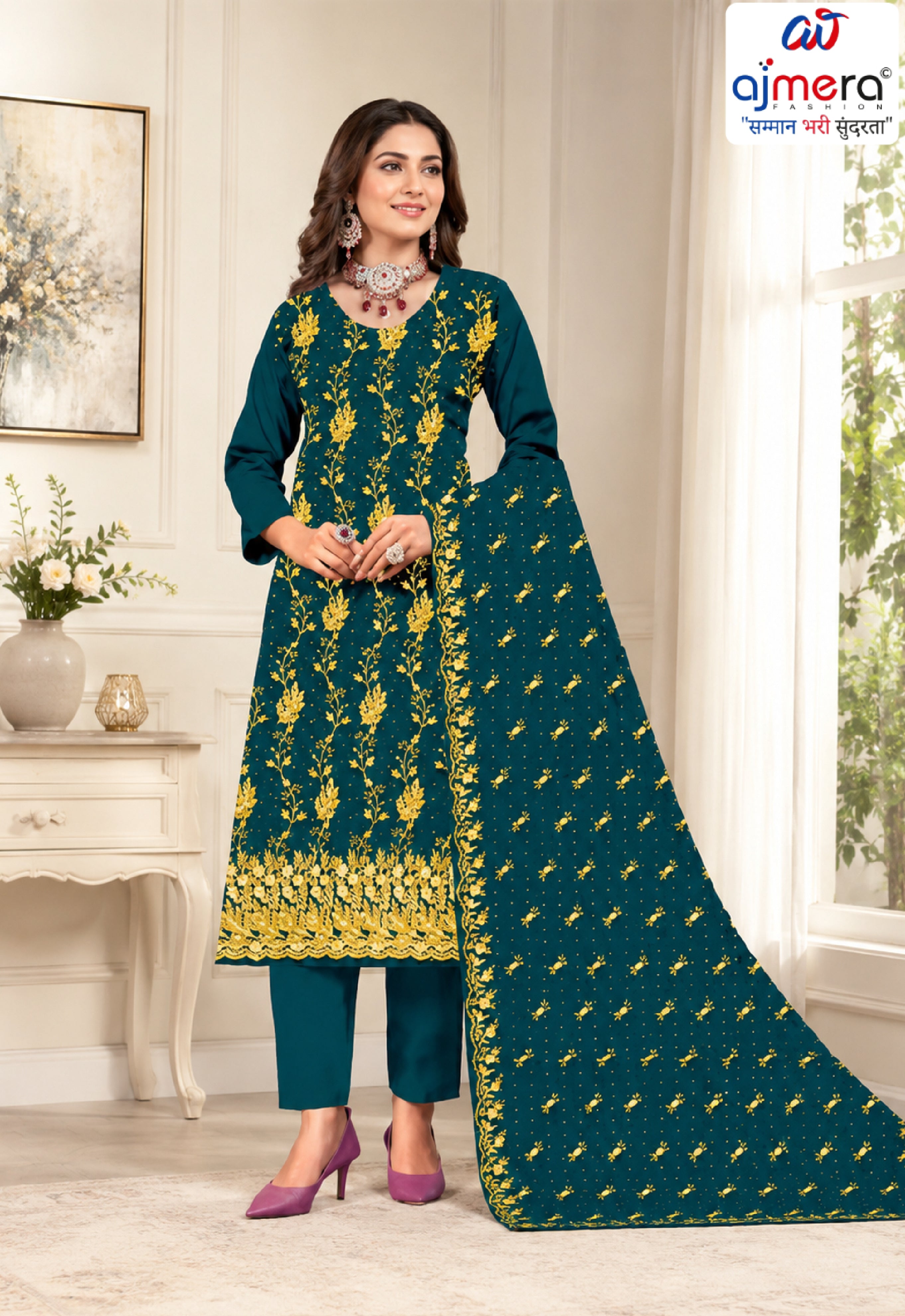 Premium Indo Unstitched Suit Set | RID-VYAPAAR-2