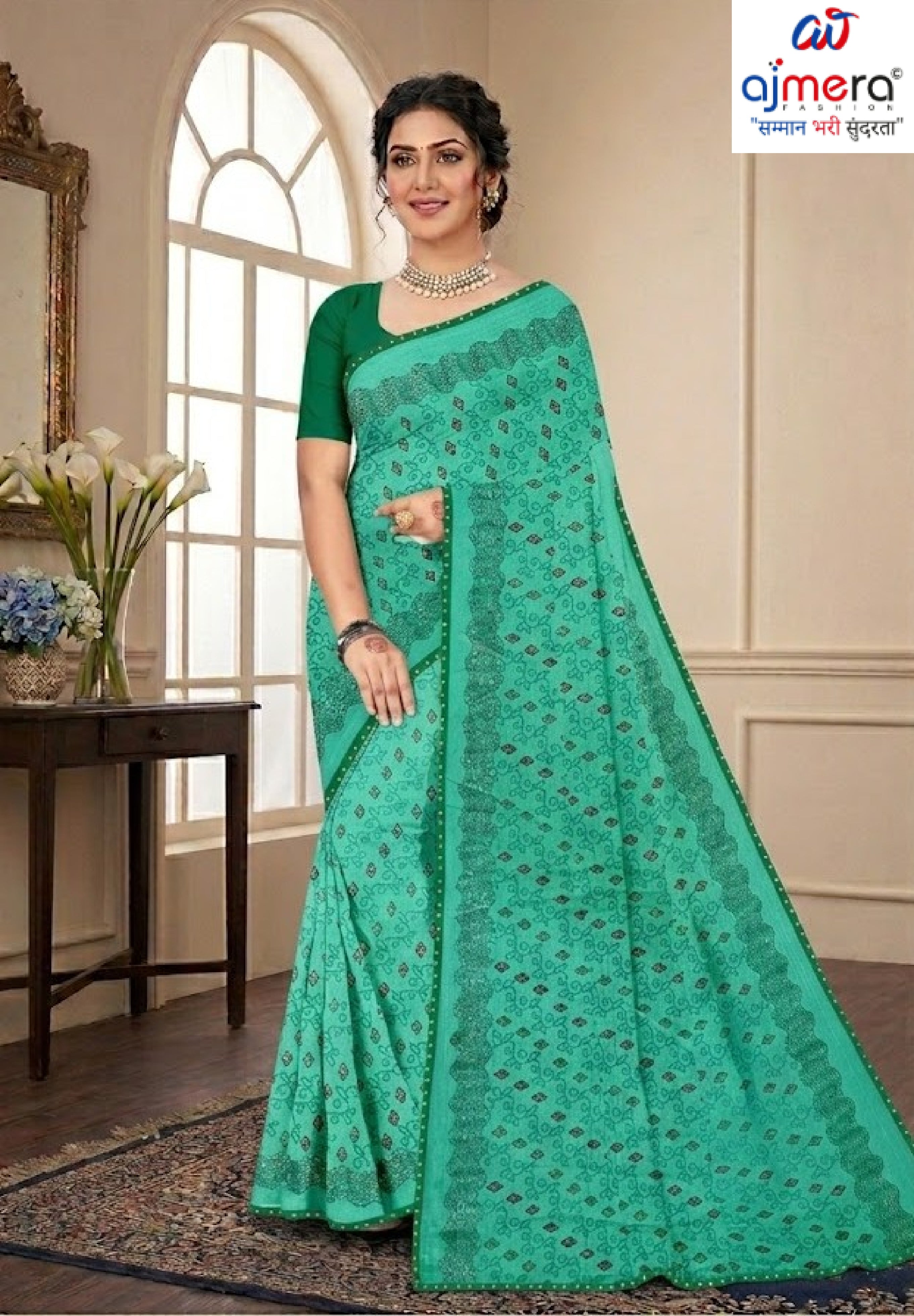 Chic Printed Saree with Blouse Piece for Sophisticated Ethnic Style | GPT-DHAMAKEDAR-4