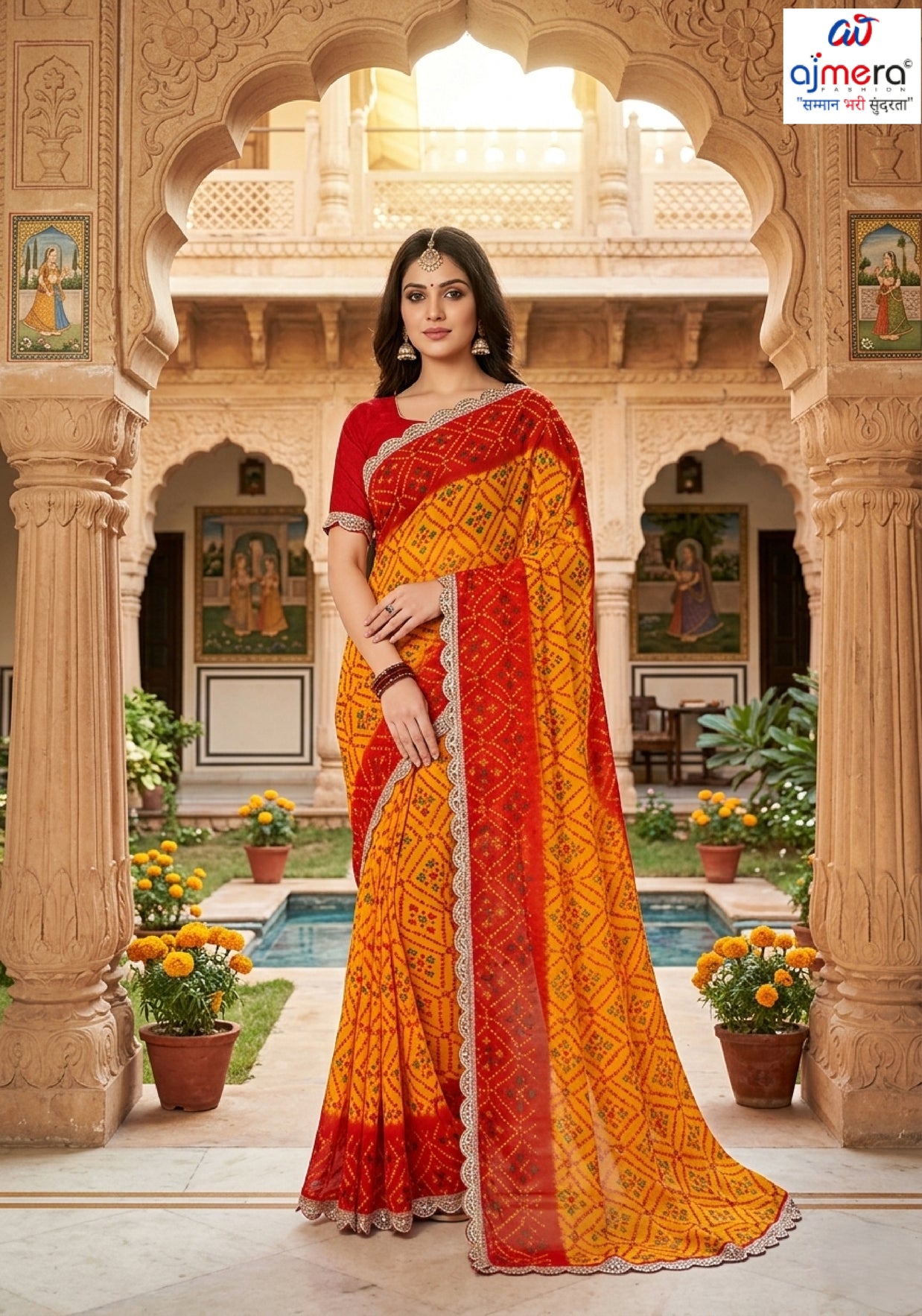 Elegant Printed Saree with Designer Blouse Piece for Festive Wear | JS-KESAR