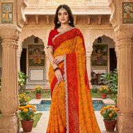 Elegant Printed Saree with Designer Blouse Piece for Festive Wear | JS-KESAR