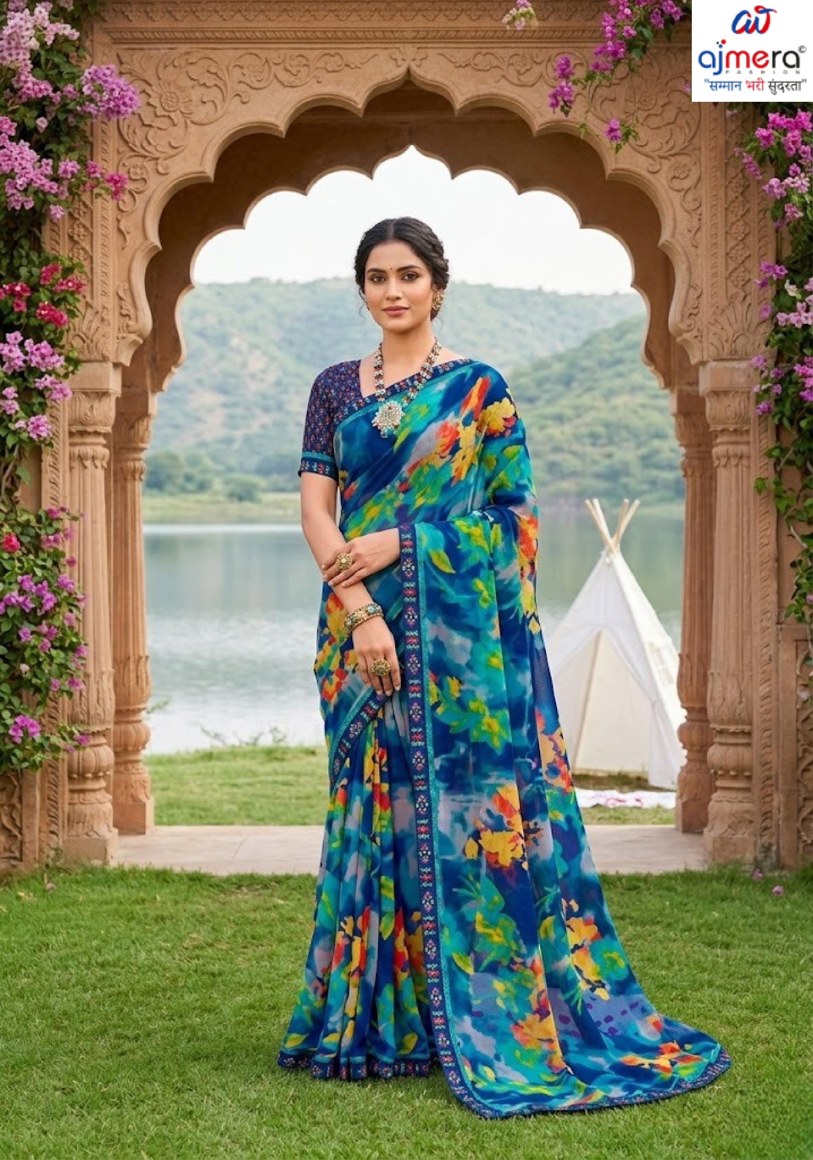Fashionable Printed Saree with Blouse Piece for Festive Collection  | PRM-GULNASHI VOL-2