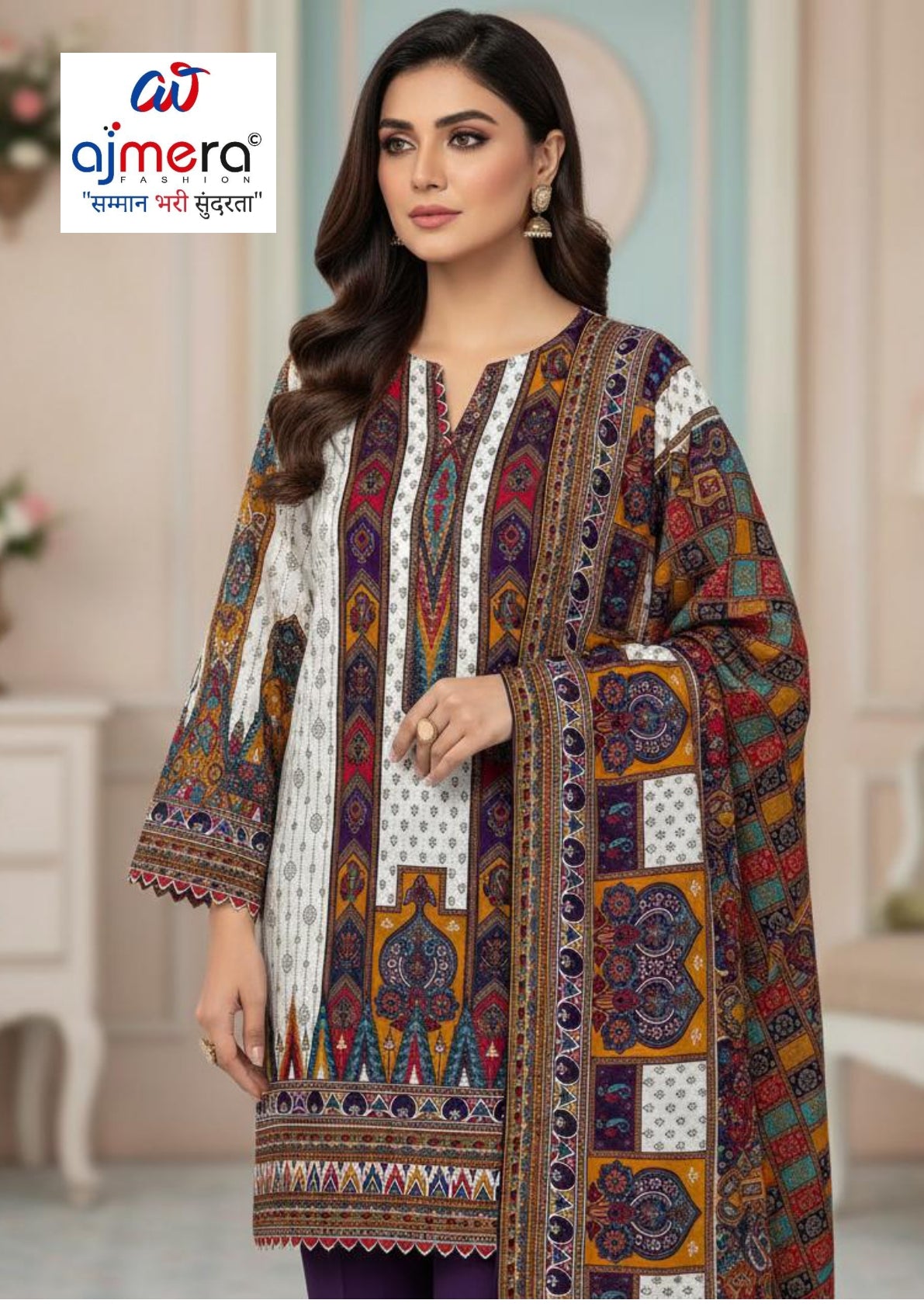 Premium Rayon Unstitched Suit Set | DAF-FARAH