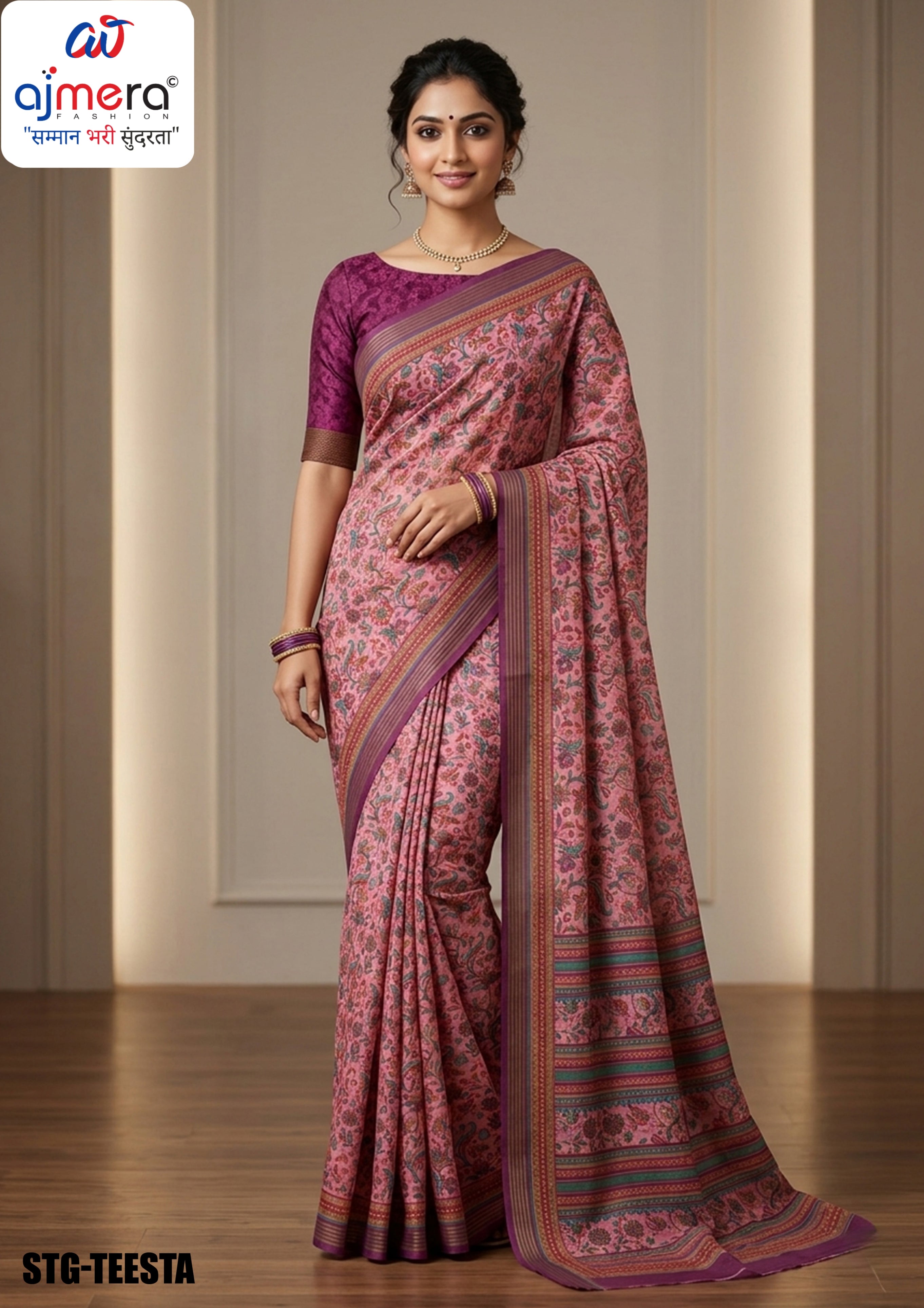 Silk Digital Printed Saree with Blouse Piece for Premium Ethnic and Traditional Wear | STG-TEESTA