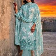 Premium Cambric Cotton Unstitched Suit Set | VAS-COPPER DIAMOND