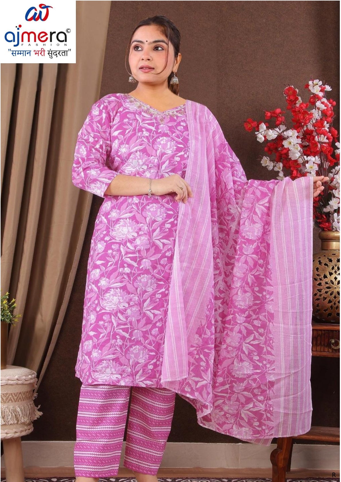 Designer Cotton Kurti Set for Women | JNF-COTTON HANDWORK 3PCS
