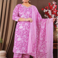 Designer Cotton Kurti Set for Women | JNF-COTTON HANDWORK 3PCS