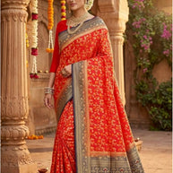 Elegant Jacquard Silk Saree with Designer Blouse Piece for Festive Elegance | DOF-DOLA SHADED