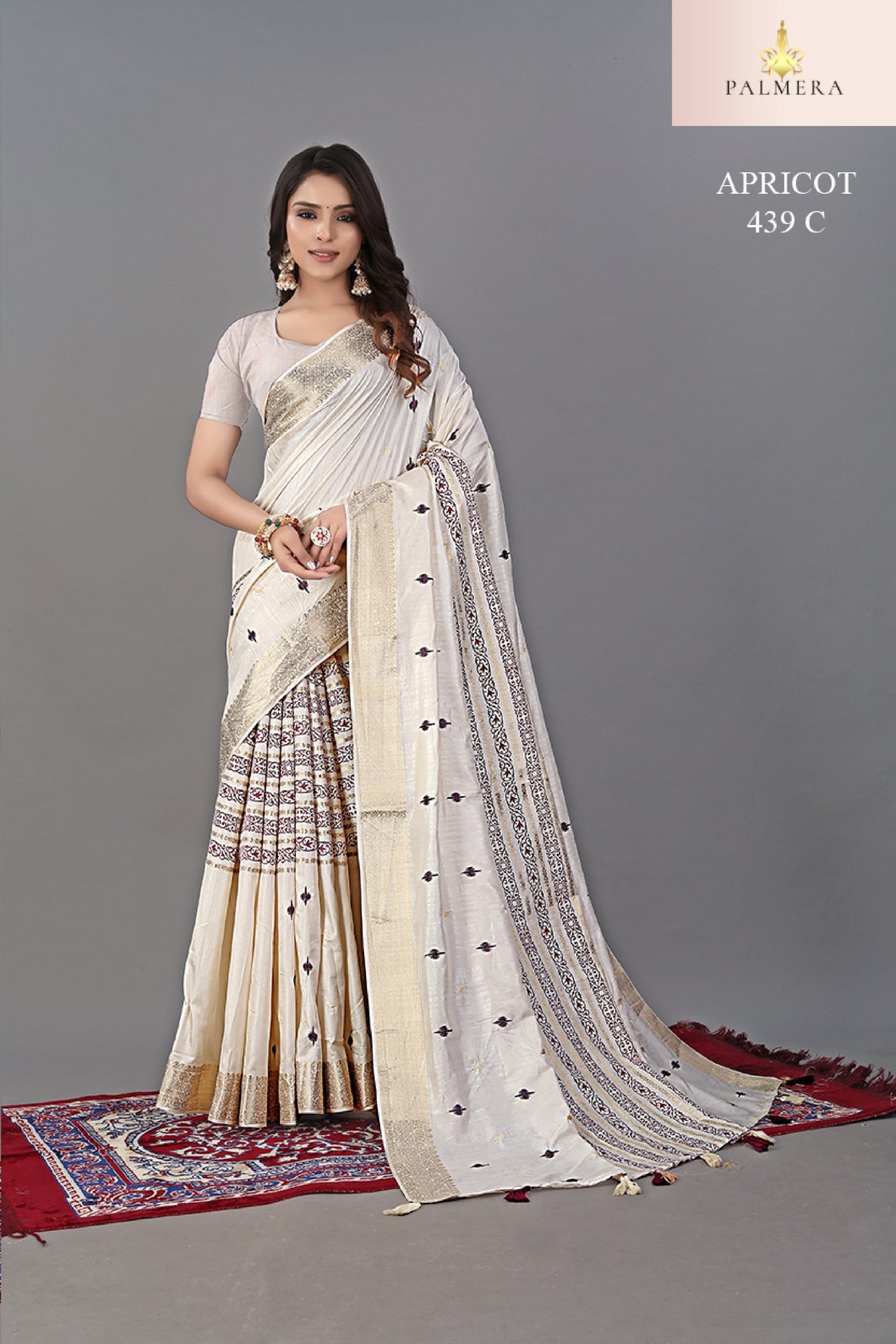Apricot Linen Saree with Blouse for Premium Ethnic and Designer Wear | ALL-APRICOT-439