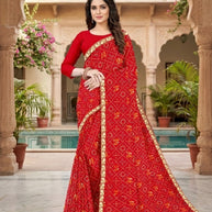 Chiffon Print Loose Saree with Blouse for Premium Ethnic and Traditional Wear | TD-SWEET LADY