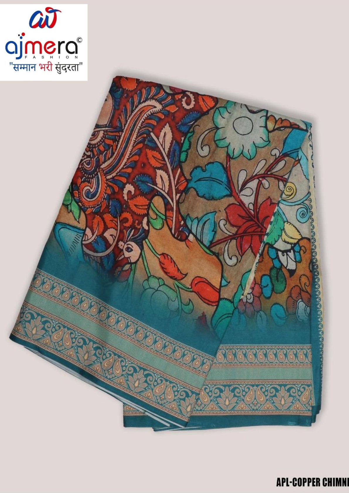 Modern Rapier Silk Matching Saree With Blouse Piece | APL-COPPER CHIMNI
