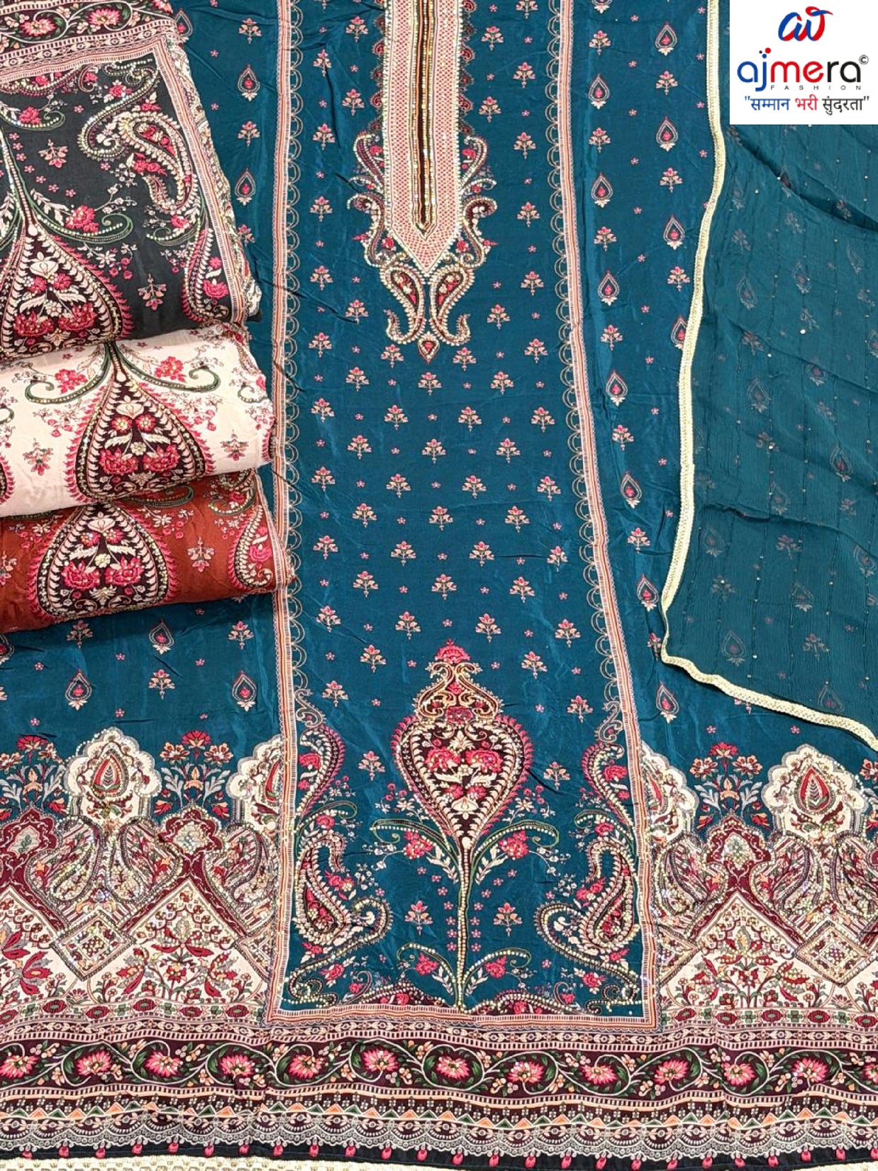 Premium Designer Unstitched Suit Set | AAR-RAS MALAI