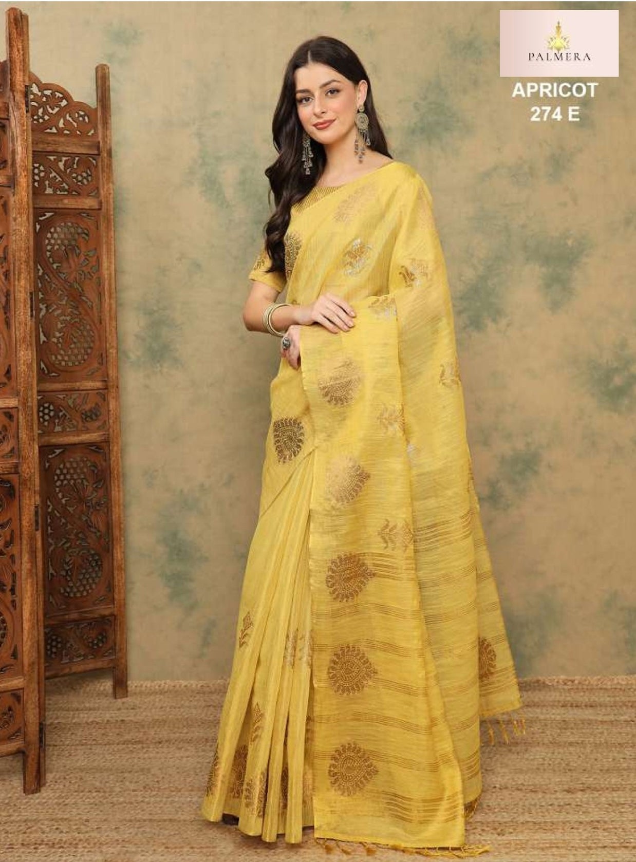 Apricot Linen Saree with Blouse for Premium Ethnic and Festive Wear | ALL-APRICOT-274