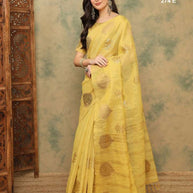 Apricot Linen Saree with Blouse for Premium Ethnic and Festive Wear | ALL-APRICOT-274