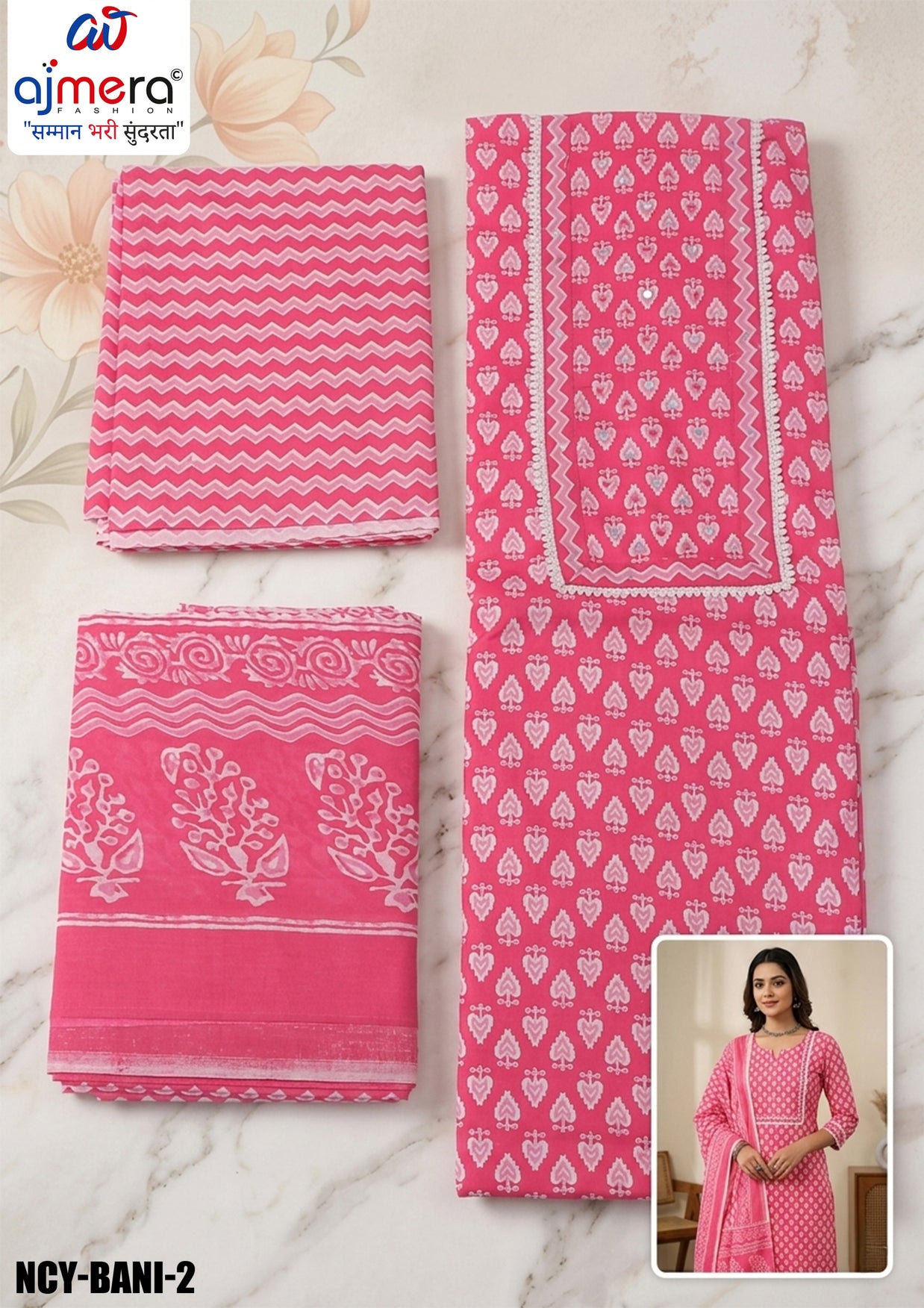 Premium Cotton Unstitched Suit Set | NCY-BANI-2