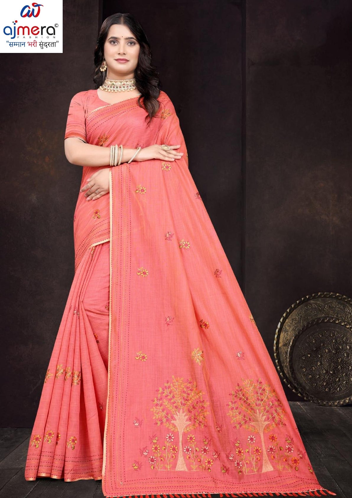 Pure Cotton Saree with Blouse Piece for Premium Ethnic and Traditional Wear | PUT-BHAKTI