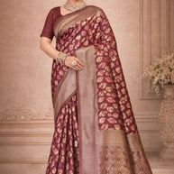 Traditional Rapier Silk Matching Saree With Blouse Piece | SOJ-HEENA LINEN