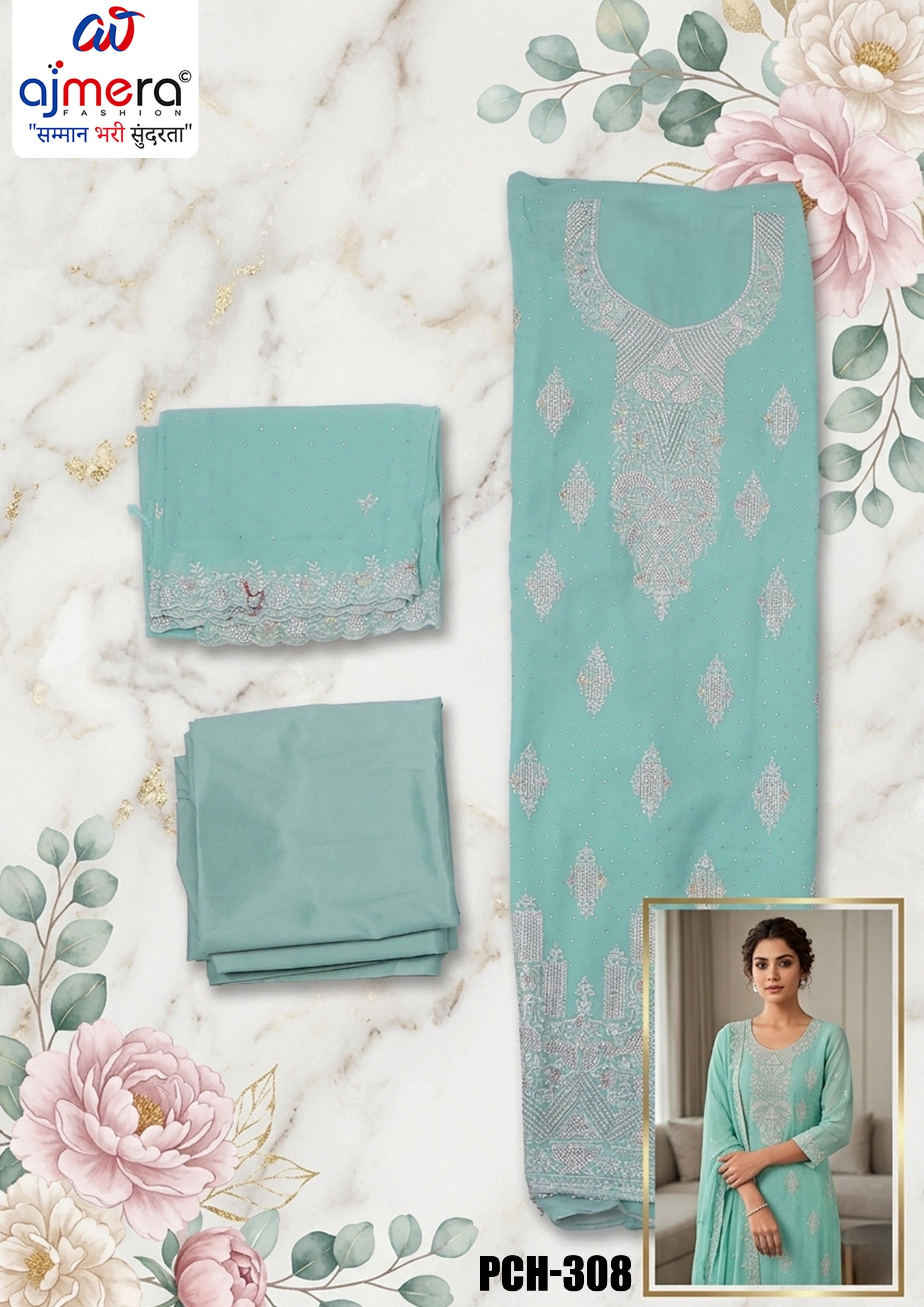 Elegant Georgette Unstitched Suit Set | PCH-308