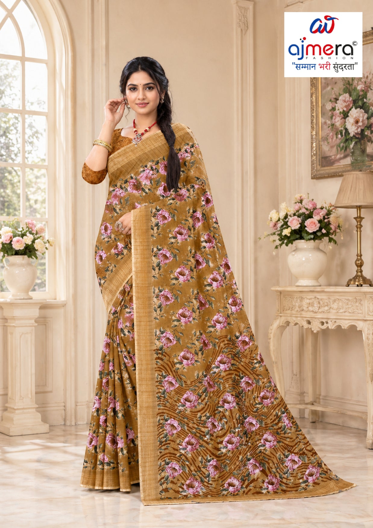 Beautiful Printed Saree with Blouse Piece for Cultural Celebrations  | GLC-ASHIRWAD