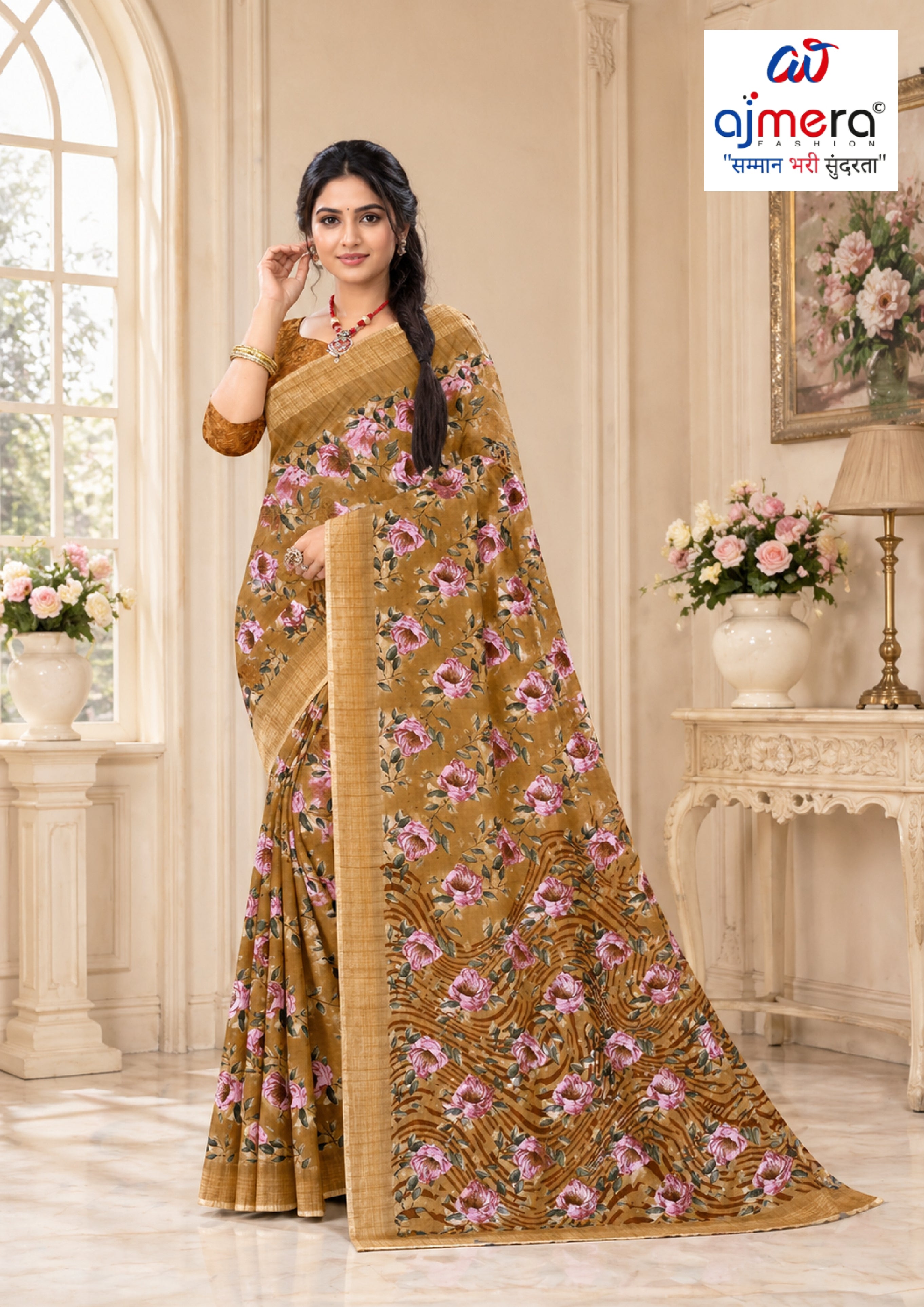 Beautiful Printed Saree with Blouse Piece for Cultural Celebrations  | GLC-ASHIRWAD