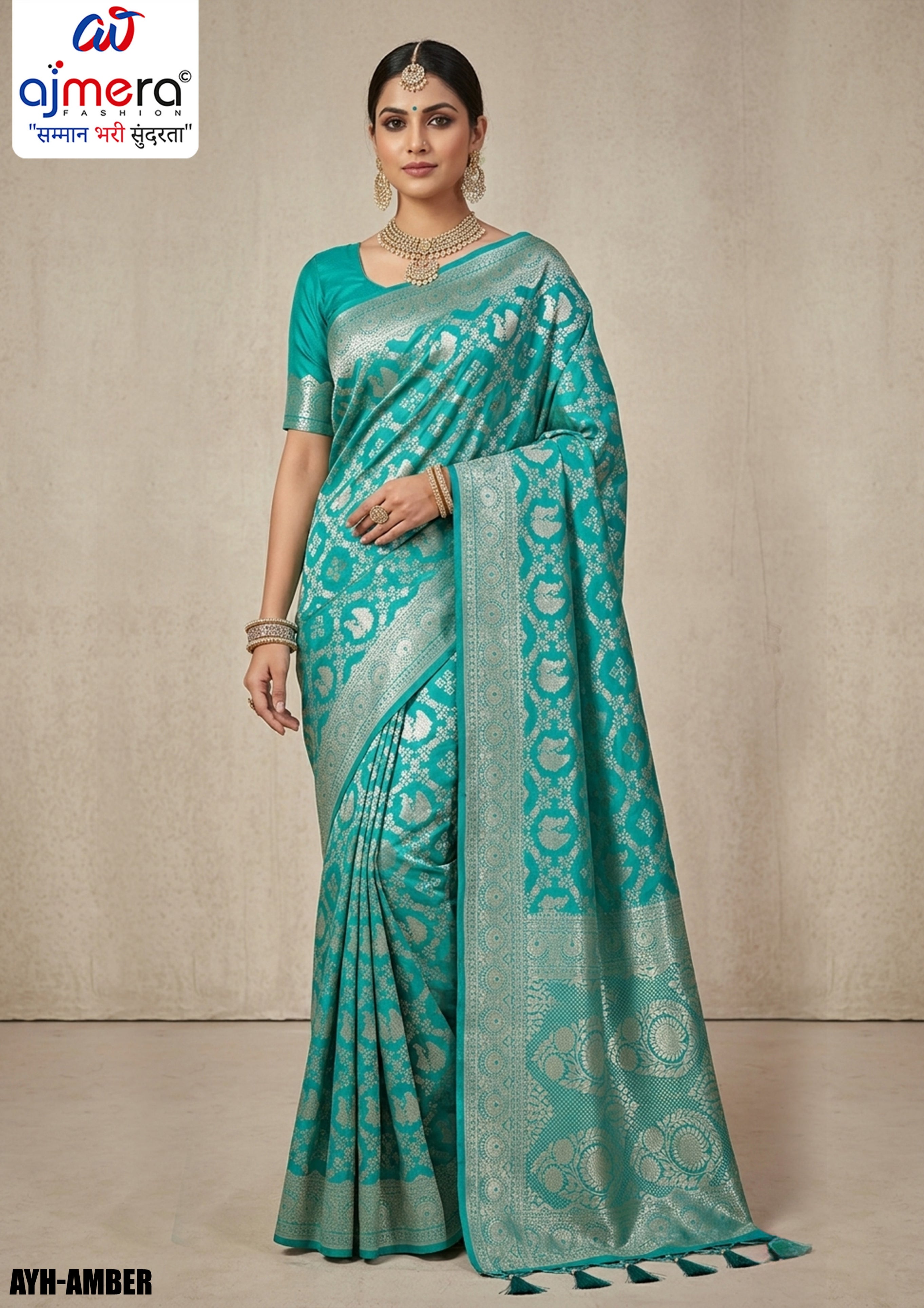 Woven Jacquard Silk Saree With Blouse Piece | AYH-AMBER