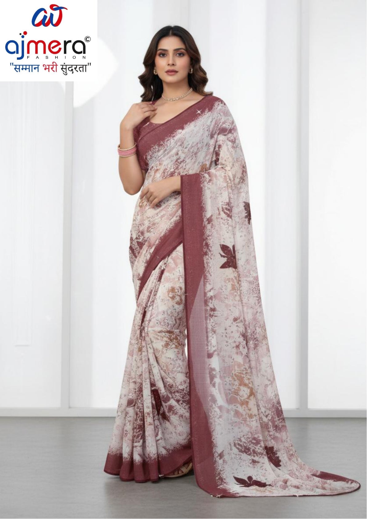 Weightless Print Loose Saree with Blouse for Premium Ethnic and Traditional Wear | TTS-SAJILI