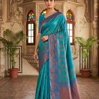 Elegant Jacquard Silk Saree with Designer Blouse Piece for Festive Elegance | DMS(M)-KESHRI SILK