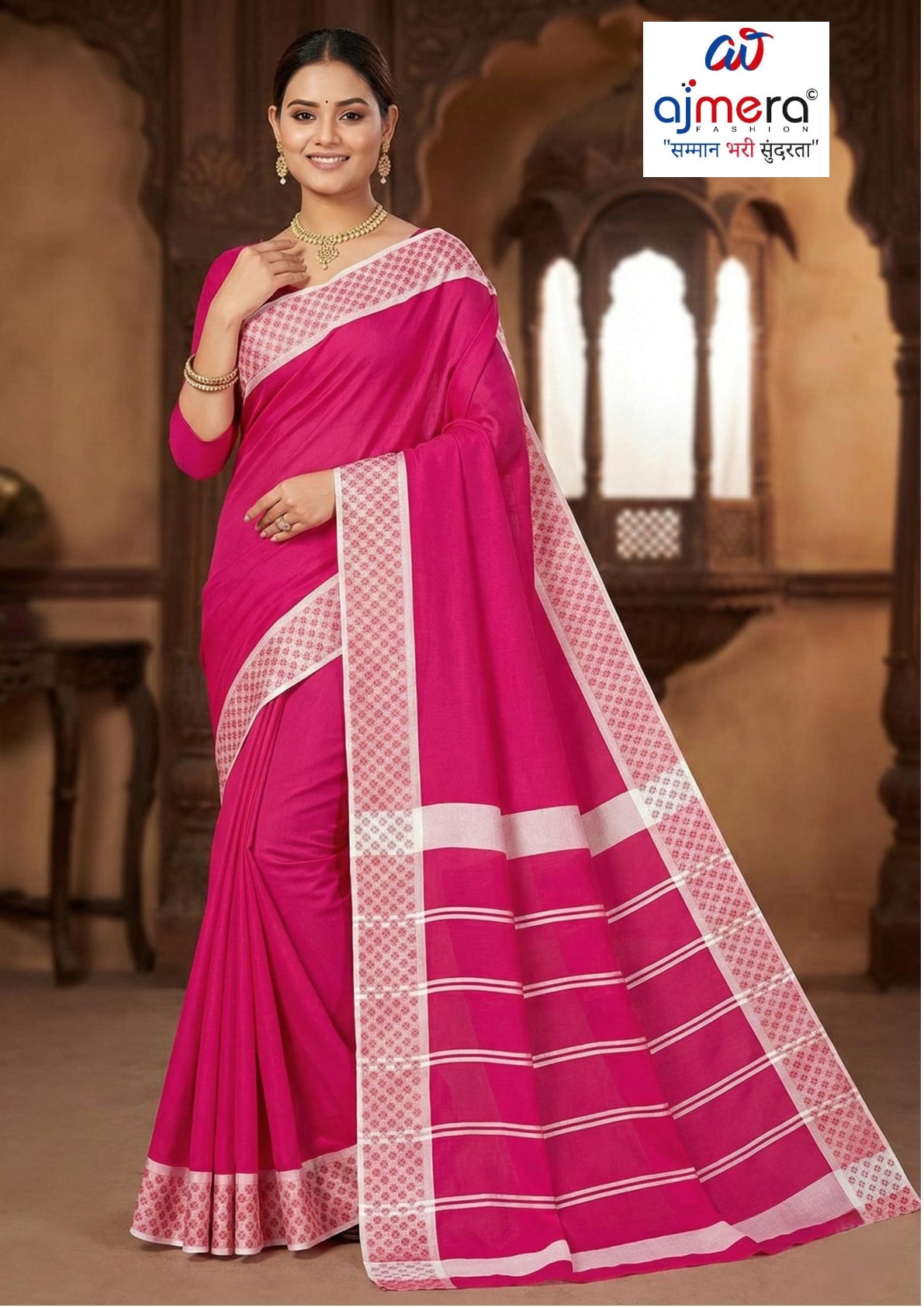 Traditional Cotton Saree with Without Blouse for Premium Ethnic and Traditional Wear | MSS-SHIV LALIGURAAS GALA RED