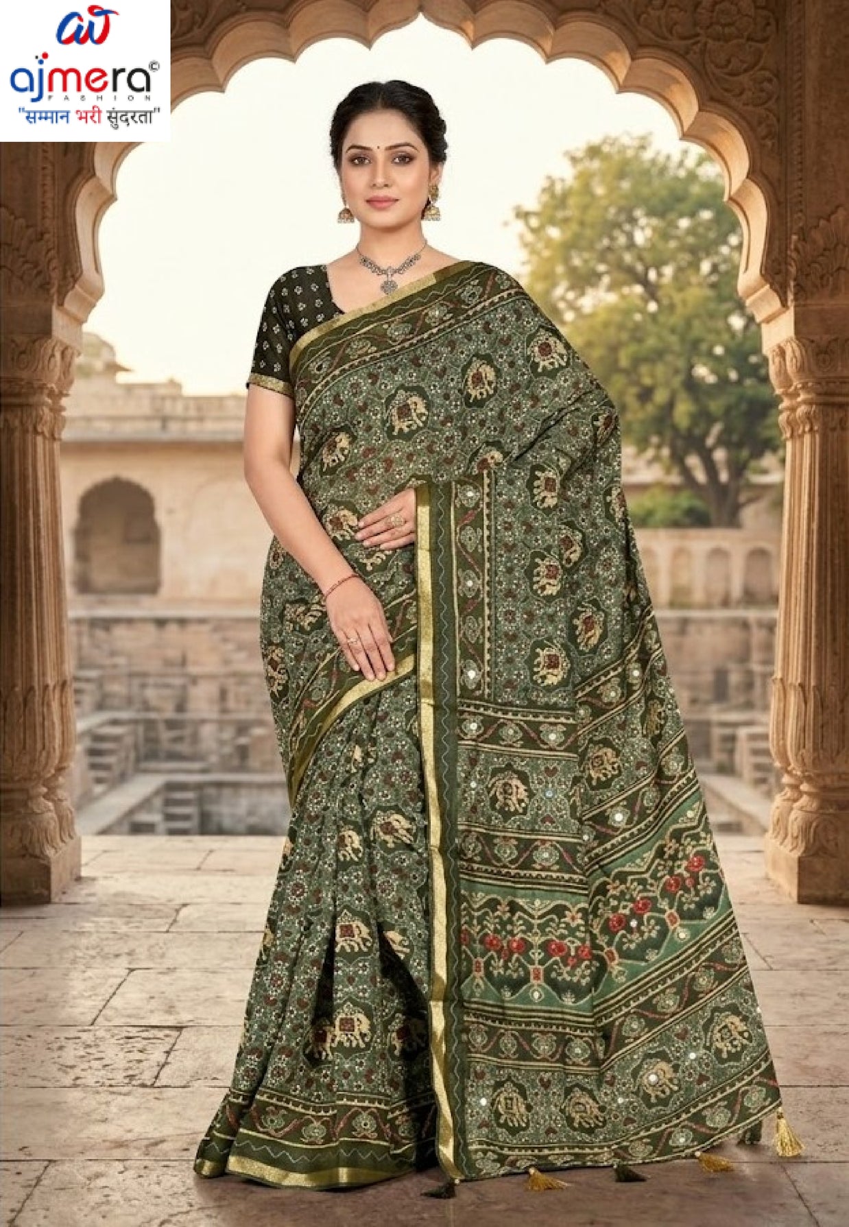 Graceful Printed Saree with Blouse Piece for Modern Ethnic Fashion  | VER-SHANTI-47831