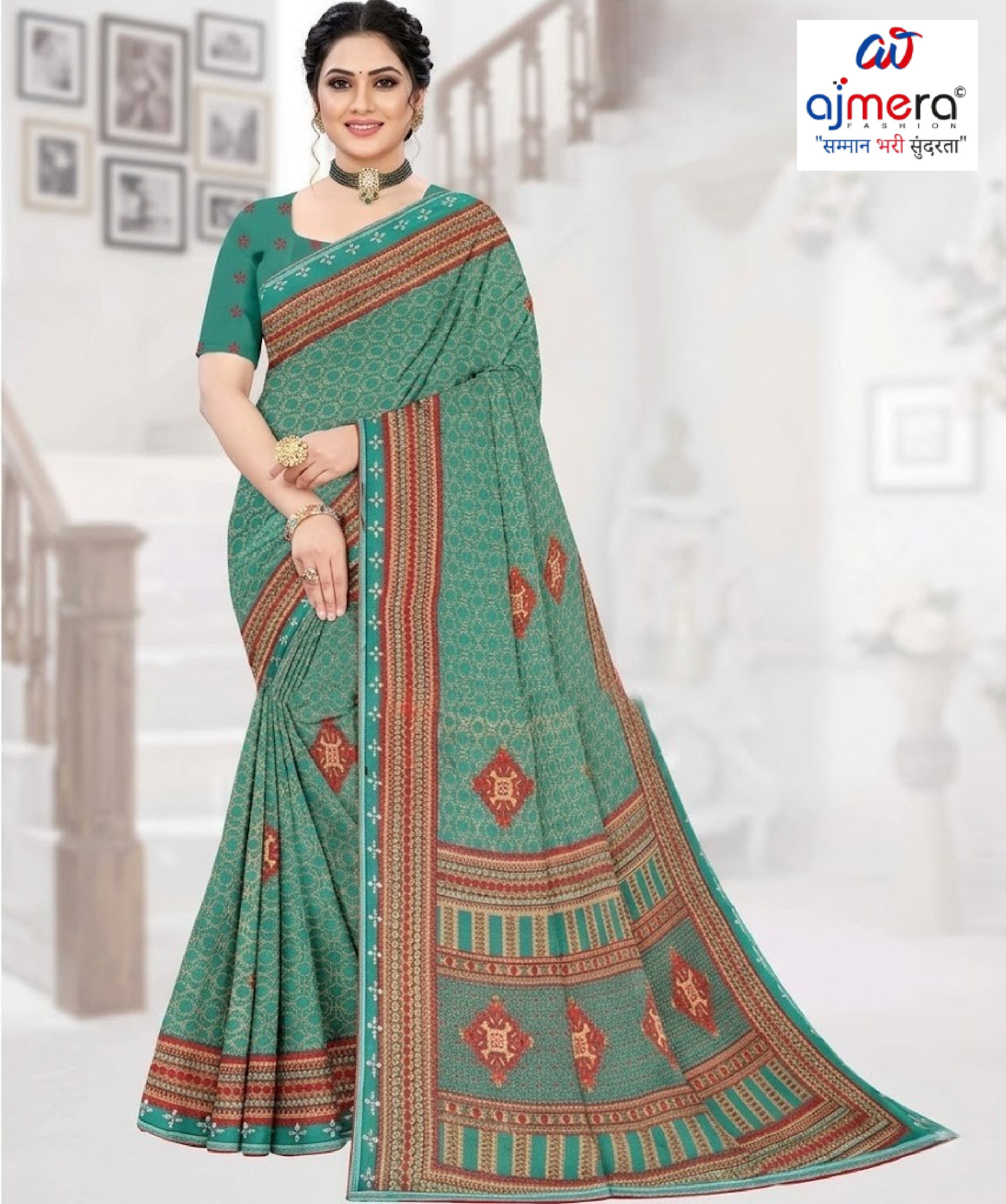 Fashionable Printed Saree with Blouse Piece for Festive Collection | GLC-LARA CHIFFION