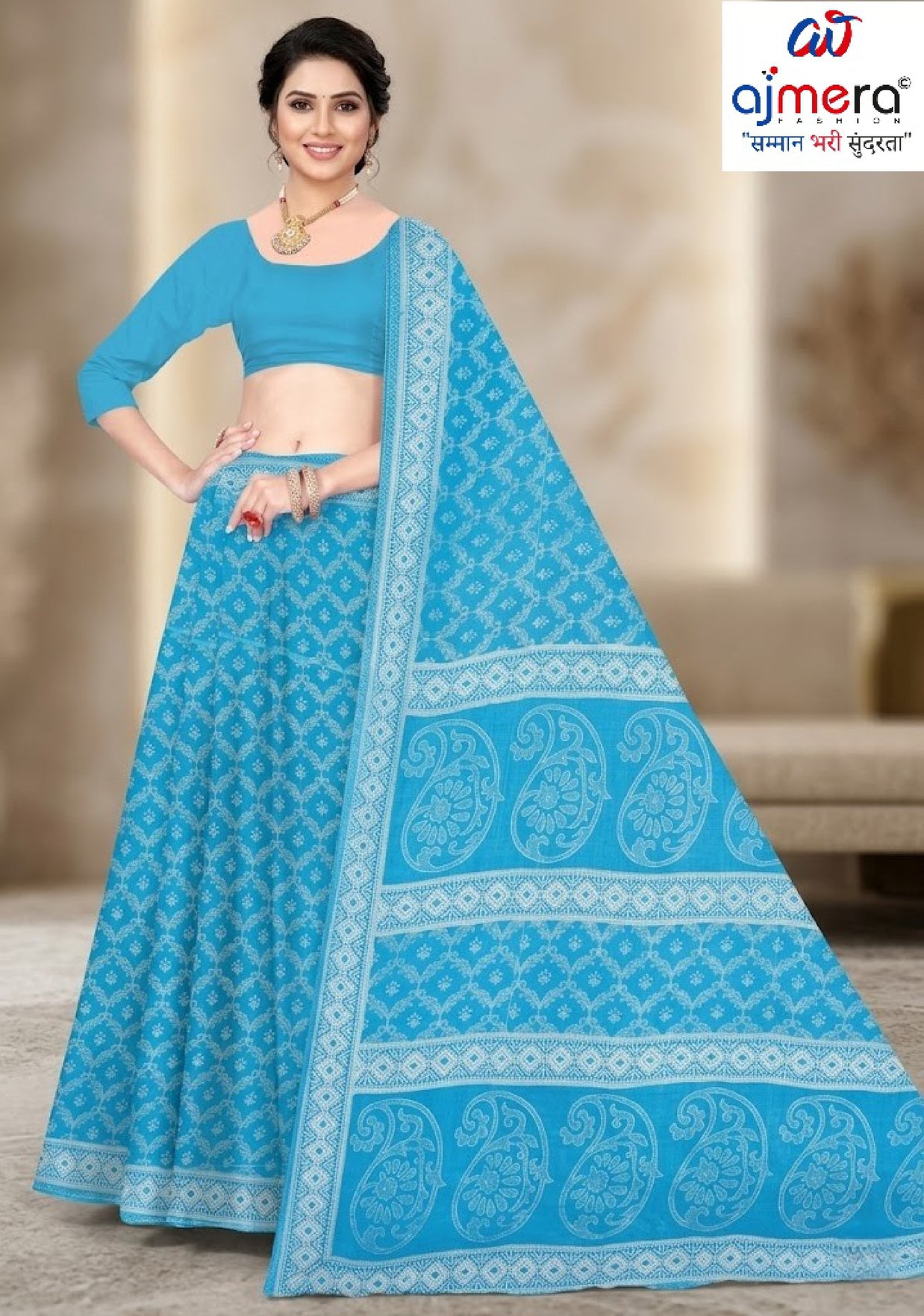 Soft Cotton Saree with Blouse Piece for Premium Ethnic and Traditional Wear | TLS-LUCKNOW COTTON WITH BP