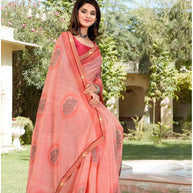 Exclusive Printed Saree with Blouse Piece for Elegant Ethnic Look  | PRM-MADAM SIR