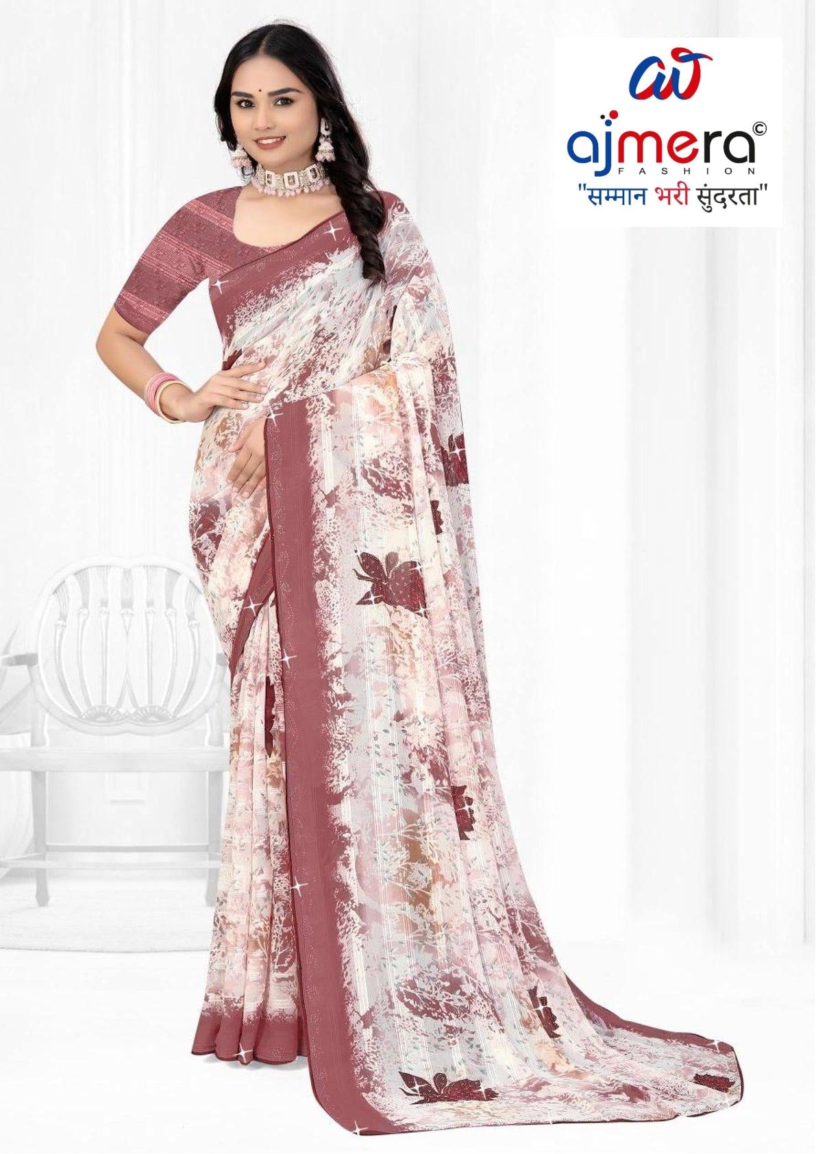 Weightless Print Loose Saree with Blouse for Premium Ethnic and Traditional Wear | TTS-SAJILI