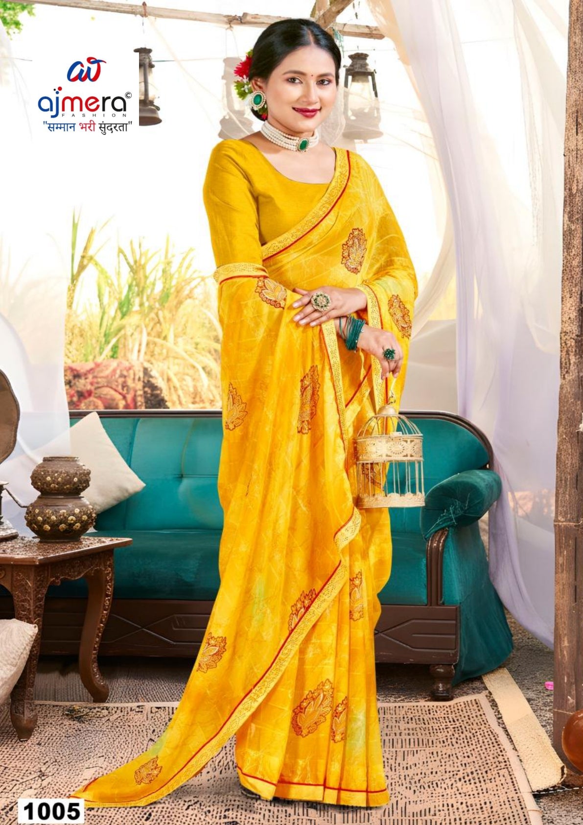 Elegant Printed Saree with Designer Blouse Piece for Festive Wear | PRM-SONA GIRL