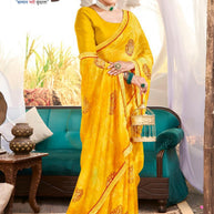 Elegant Printed Saree with Designer Blouse Piece for Festive Wear | PRM-SONA GIRL