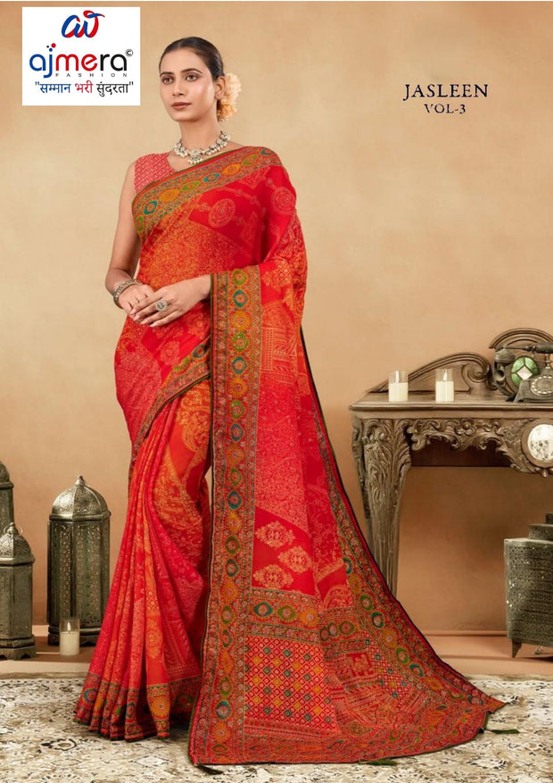Classic Printed Saree with Blouse Piece for Timeless Traditional Style  | RMF-JASLEEN VOL-03