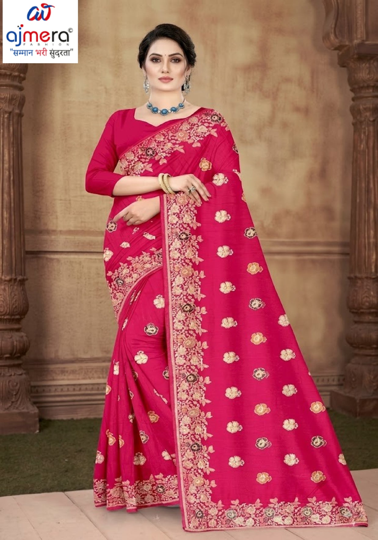 Viscose Print Loose Saree with Blouse for Premium Ethnic and Traditional Wear | PSM-ANUPAMA