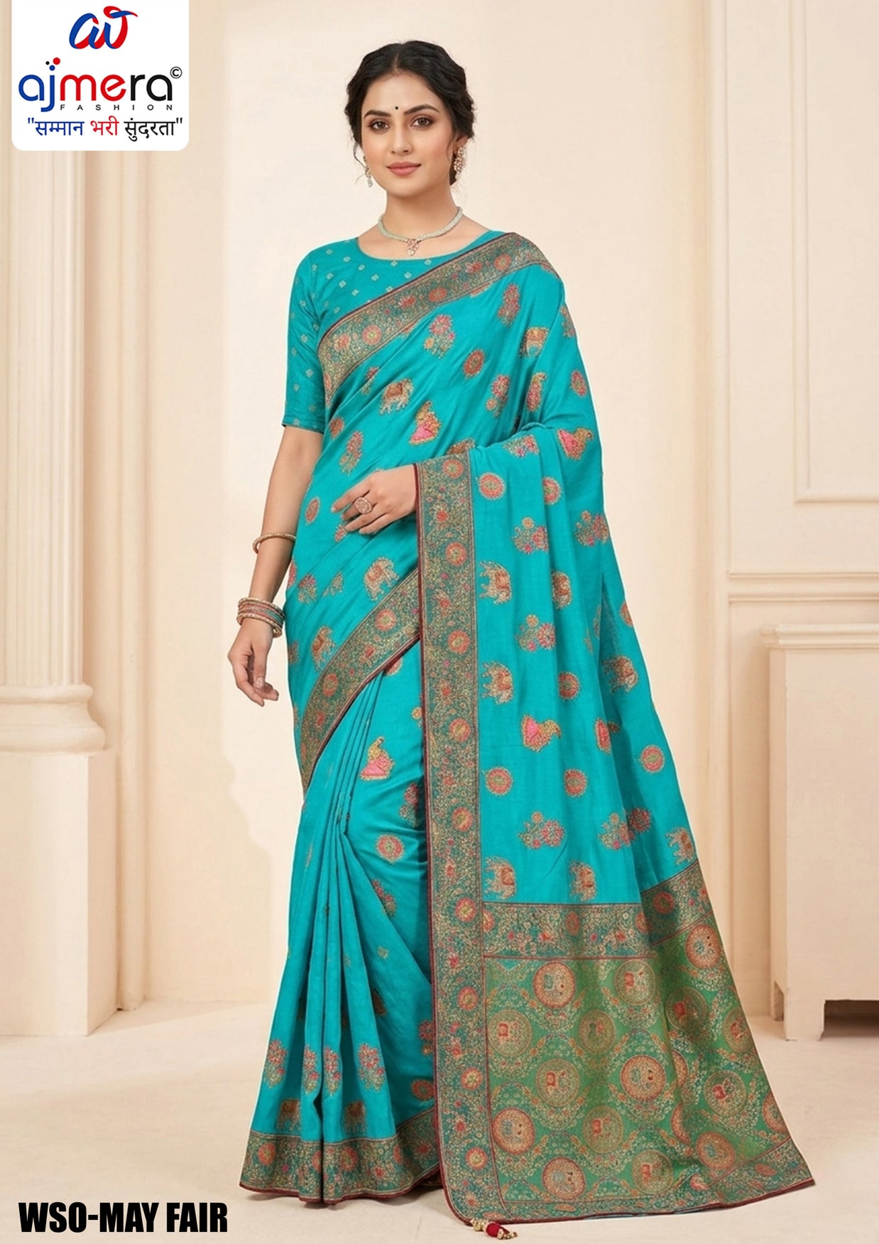 Silver Touch Jacquard Silk Saree With Blouse Piece | WSO-MAY FAIR