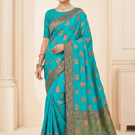 Silver Touch Jacquard Silk Saree With Blouse Piece | WSO-MAY FAIR