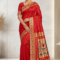 Designer Jacquard Silk Saree with Blouse Piece for Traditional Occasions | CUT-1086
