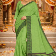 Traditional Cotton Saree with Blouse Piece for Premium Ethnic and Traditional Wear | VKF-OREO PALLU