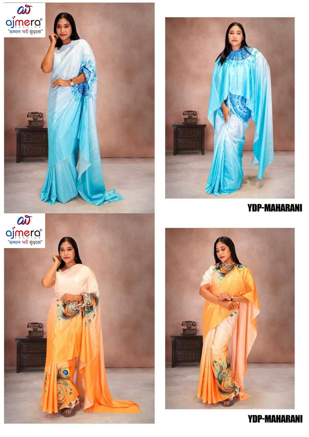 Chinon Print Loose Saree with Blouse for Premium Ethnic and Traditional Wear | YDP-MAHARANI