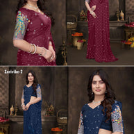 Georgette Satin Dyed Matching Saree with Blouse Piece for Premium Ethnic and Traditional Wear | RLL-ZARIVIBE-2