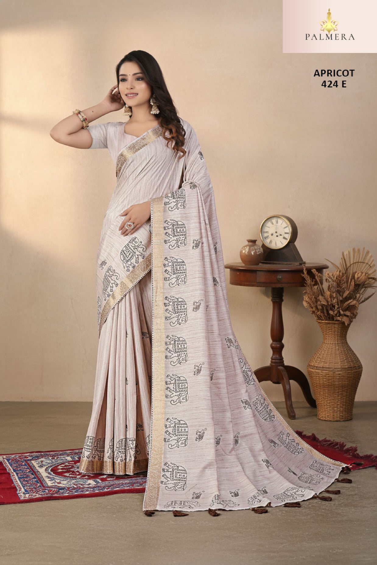 Apricot Khadi Saree with Blouse for Premium Ethnic and Designer Wear | ALL-APRICOT-424
